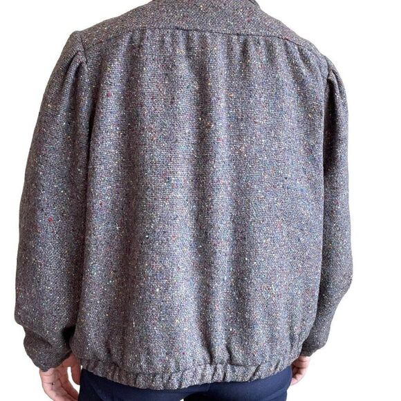 Vintage 80s Womens Larry Levine Donegal Rainbow Tweed Bomber Jacket Sz L - Picture 10 of 12